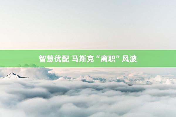 智慧优配 马斯克“离职”风波
